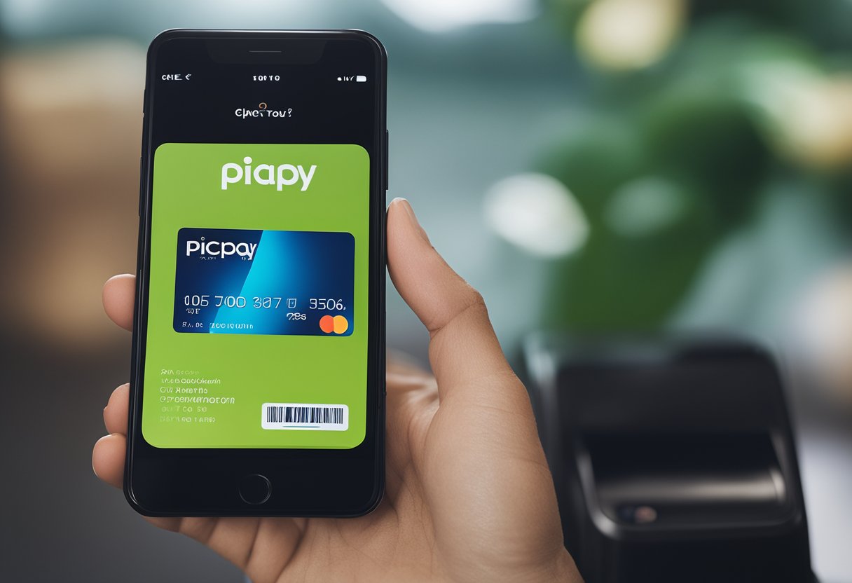 Um Cartão PicPay com um limite inicial visível, ao lado de um smartphone mostrando o aplicativo PicPay