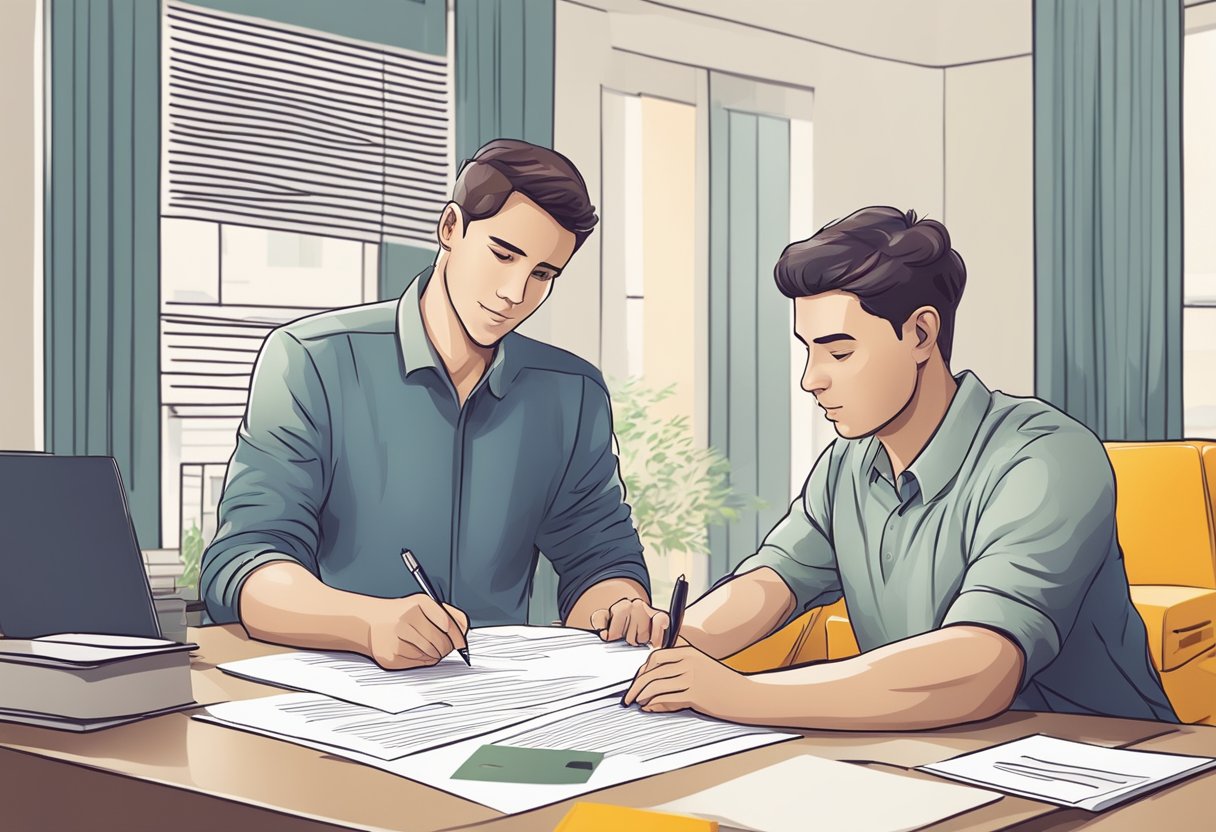 Uma pessoa assinando um contrato com um serviço de remoção privado