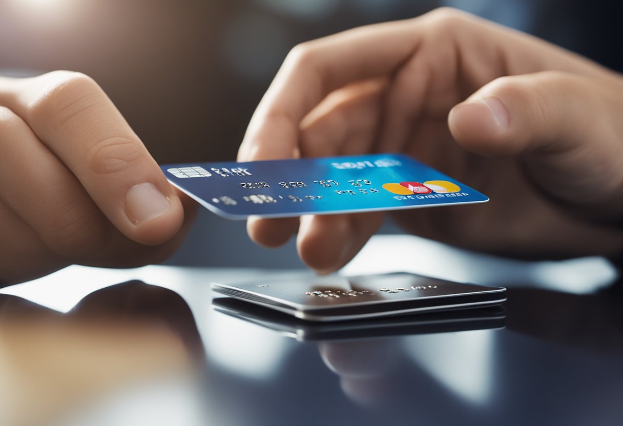 Uma pessoa recebendo um cartão de crédito com o logo do Will Bank e verificando o limite de crédito inicial