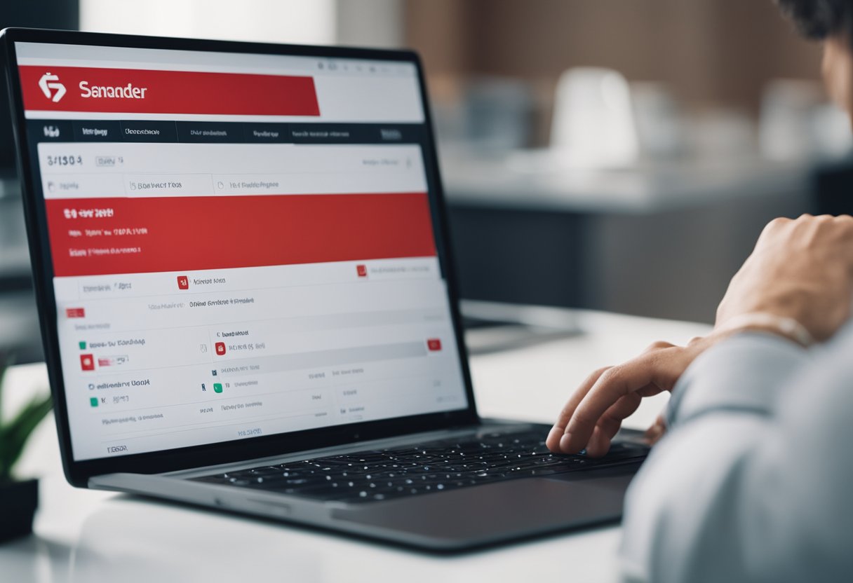 Uma pessoa usando um computador para definir limites de transferência na plataforma de banco online do Santander