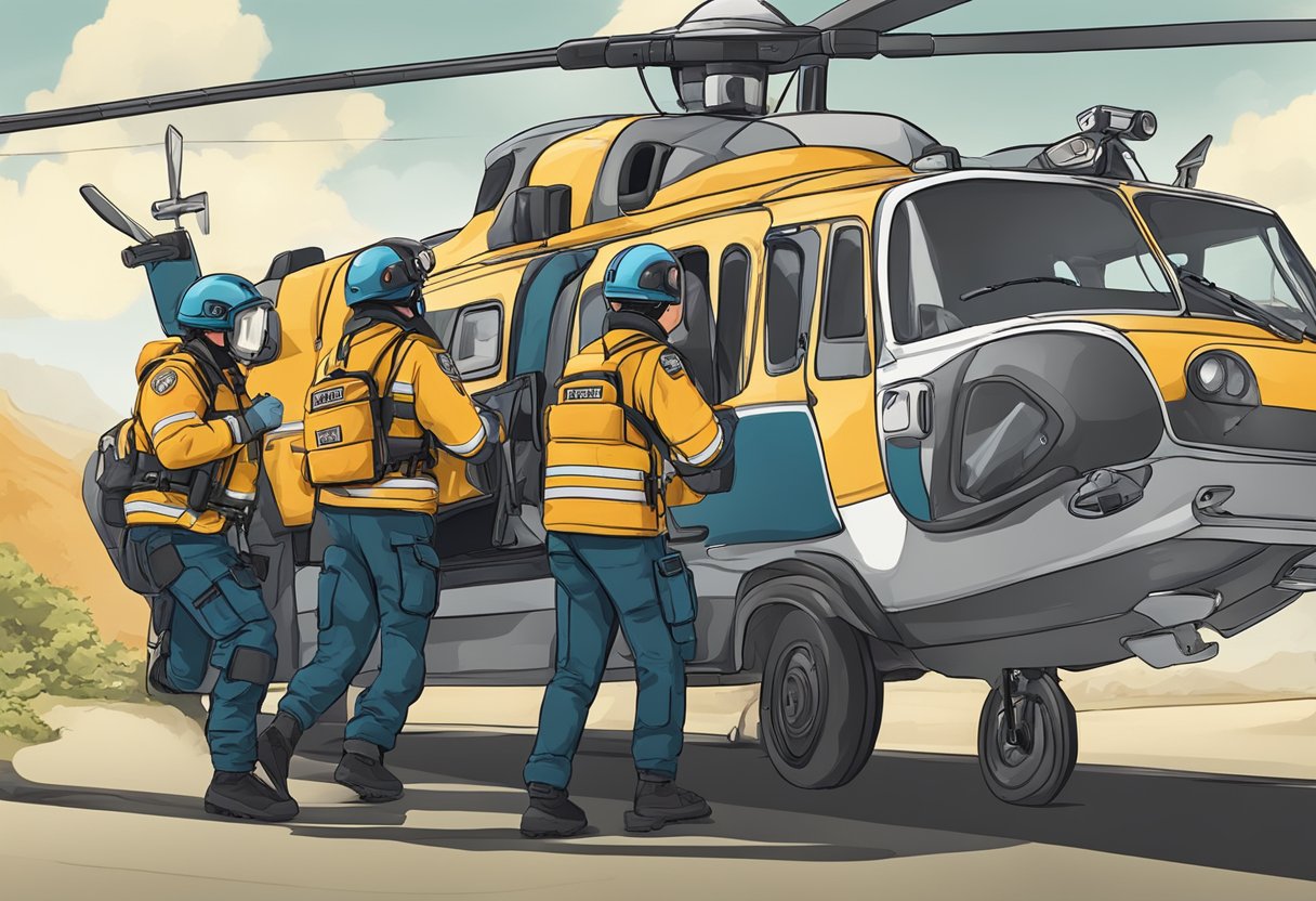 Uma equipe de resgate transporta uma pessoa de uma situação de dependência química.