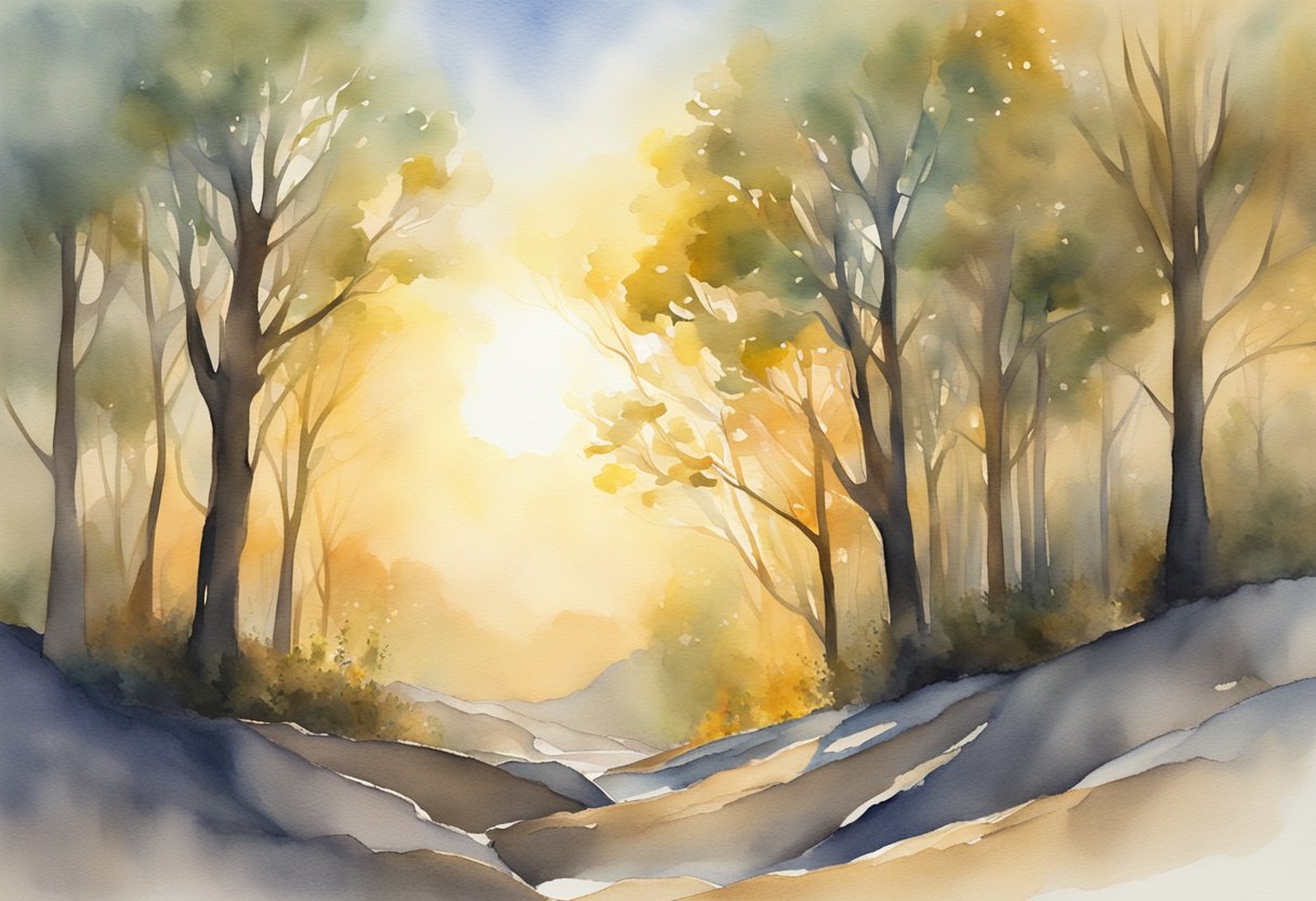 A radiant light shining down on a barren heart, filling it with new life and purpose