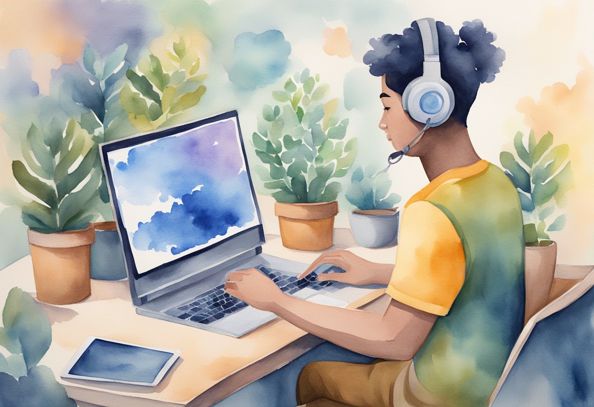 A person using technology to connect with others and spread positivity through social media and online platforms