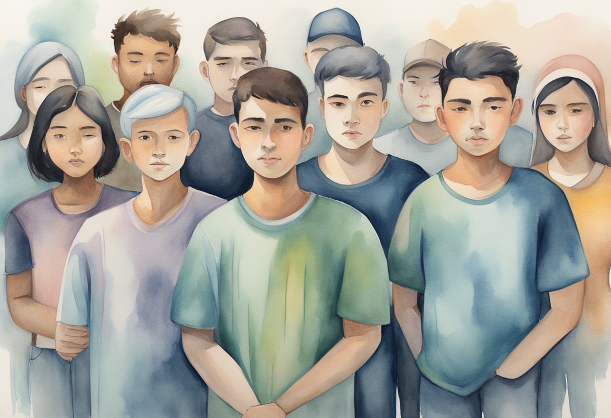 A group of individuals standing in solidarity, shielding and protecting the oppressed from bullying