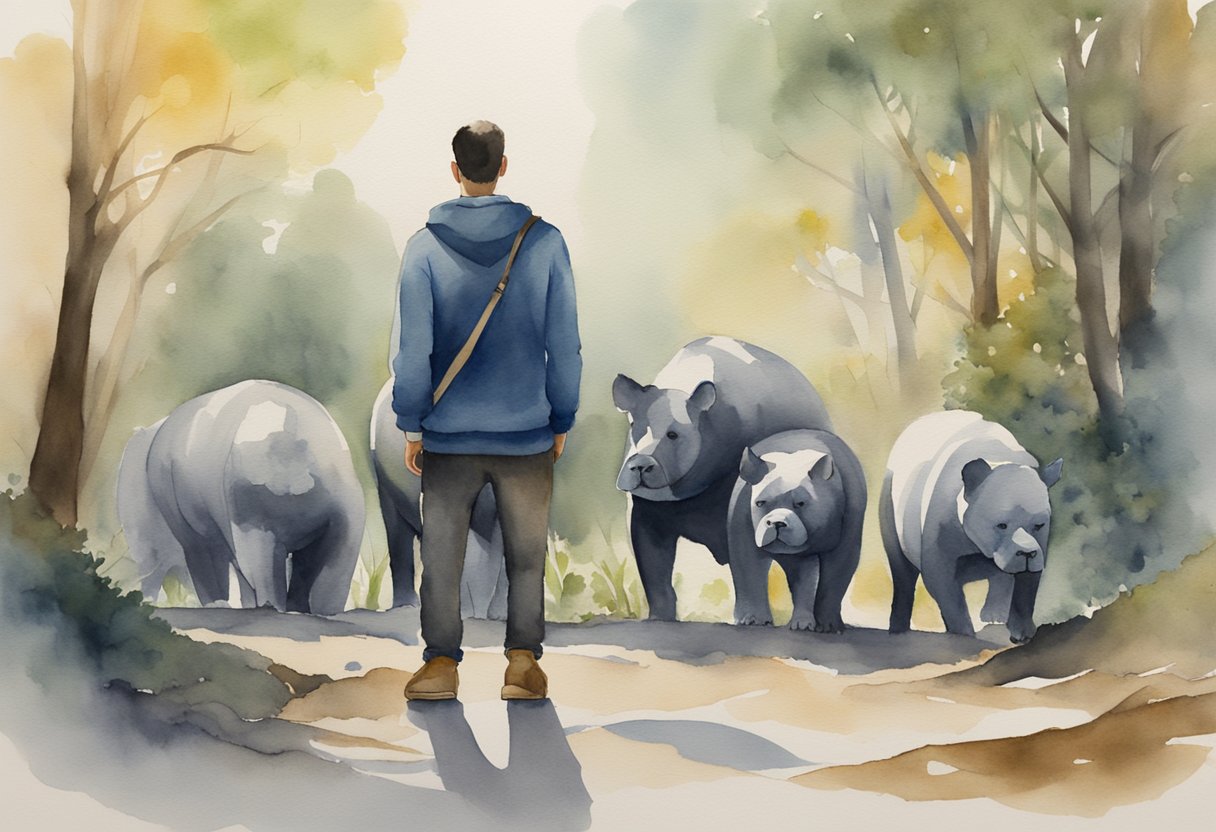 A lone figure stands between a group of bullies and their target, radiating courage and determination