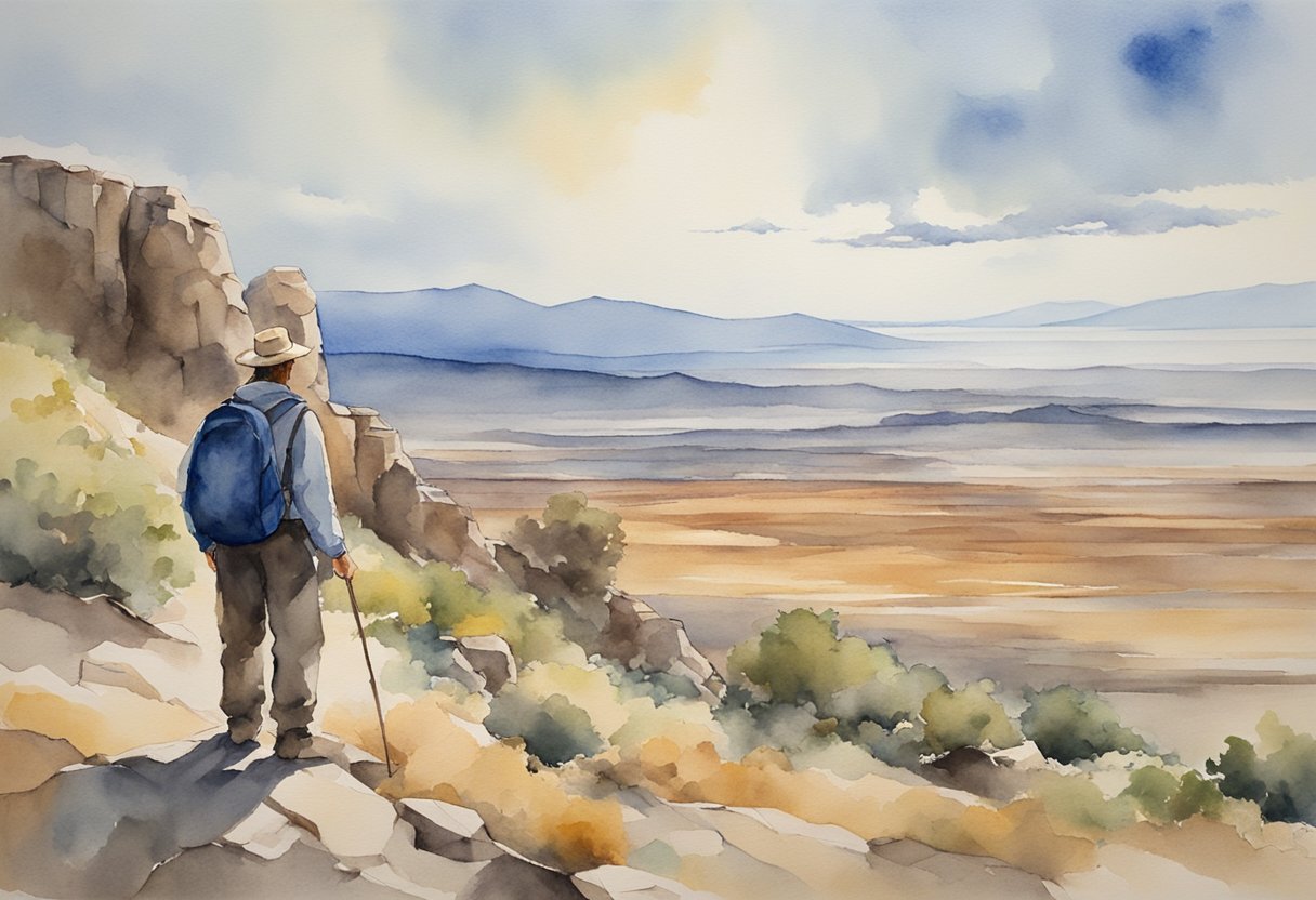 A lone figure stands on a vast, rugged landscape, gazing towards a distant horizon with determination and faith. The scene is filled with a sense of purpose and dedication to the lifelong commitment of long-term missions