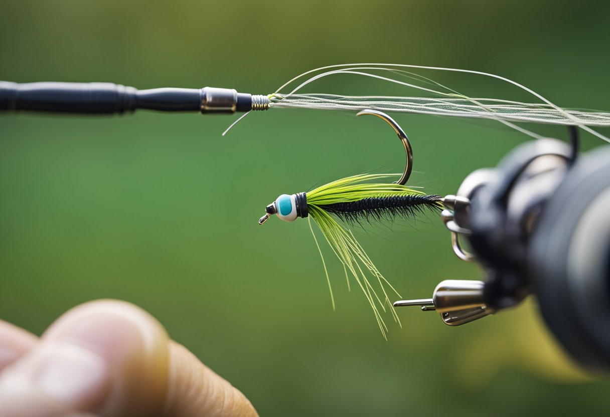A fly line being connected to a loop connector for saltwater fly fishing