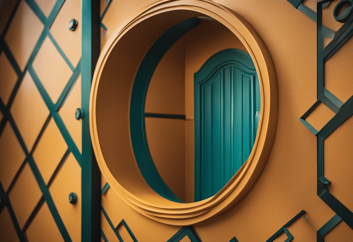 A wall niche painted in a bold, contrasting color, with decorative elements and lighting to enhance the stylish look