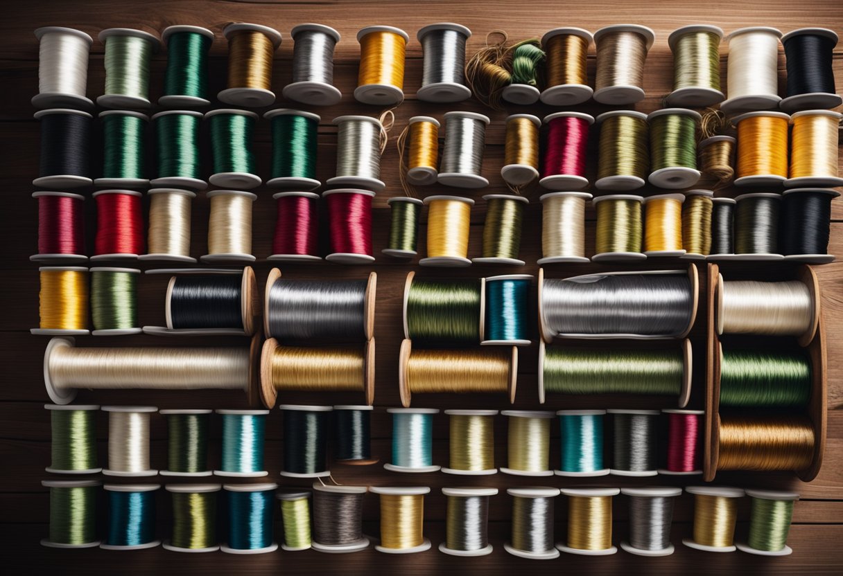 A collection of high-quality fishing lines from top brands laid out on a clean, wooden table for comparison