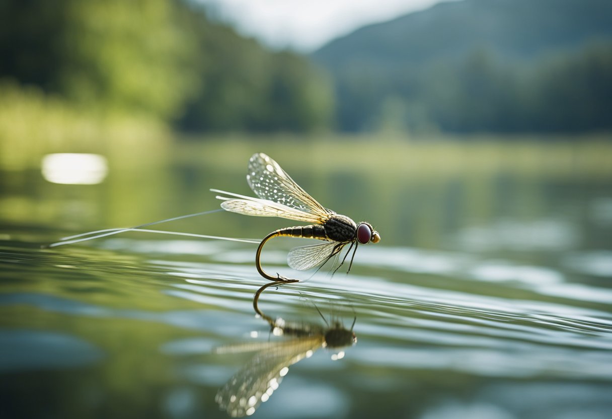 A fly line gracefully glides through the water, showcasing its slow and fast intermediate characteristics, while seamlessly transitioning into a sinking line