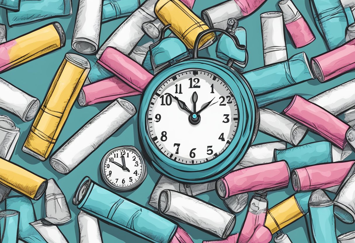 En bunke tamponer med et ur, der viser tidens gang