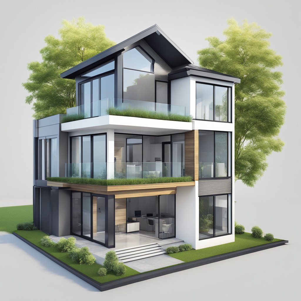 A modern home with multiple windows, each equipped with sleek, discreet smart sensors for comprehensive security