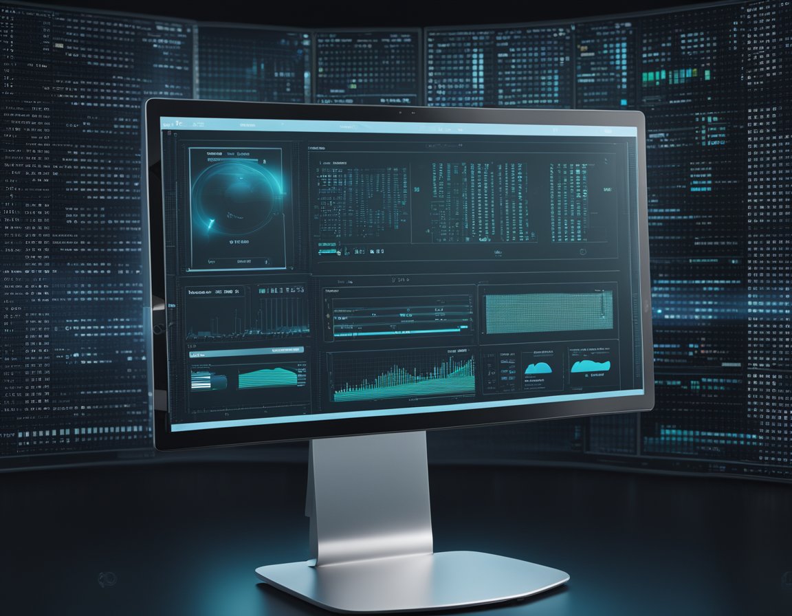 A computer screen displaying a sleek and modern user interface being created with the assistance of AI design tools