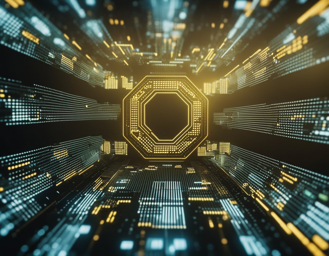 A computer screen displaying a low-code and no-code AI platform with various interconnected nodes and pathways, representing the enabling of faster business innovation