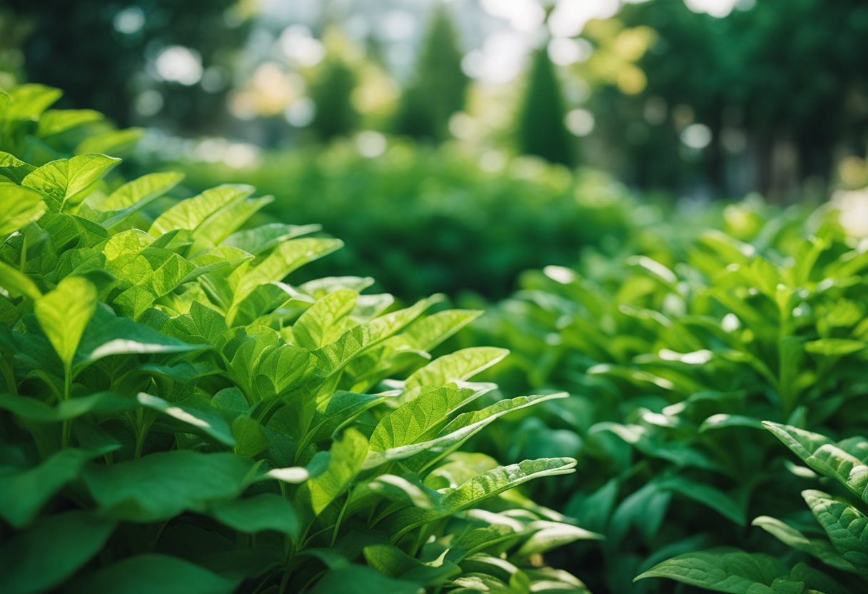 A lush green garden with vibrant, thriving plants, showcasing the essential functions and benefits of magnesium for plant growth and health