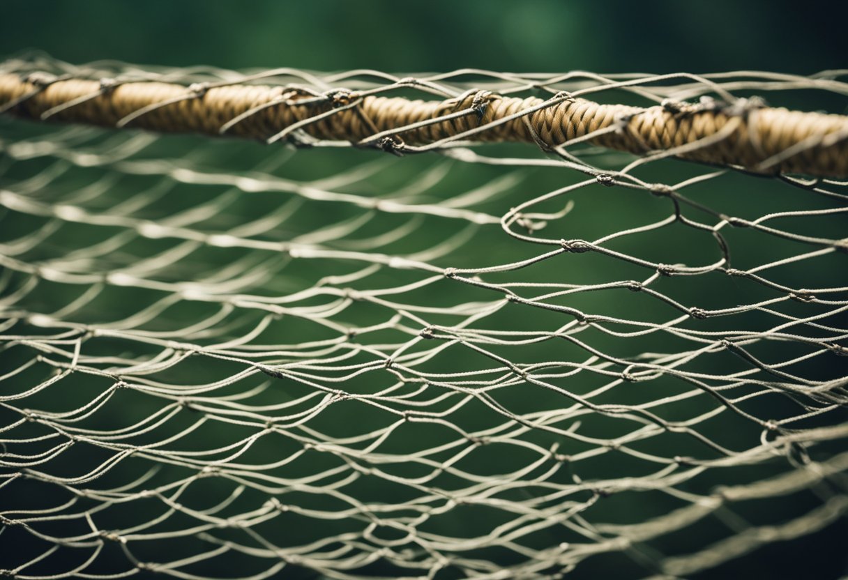 A hand fishing net with rubber and nylon mesh, featuring knotless design for efficient fishing