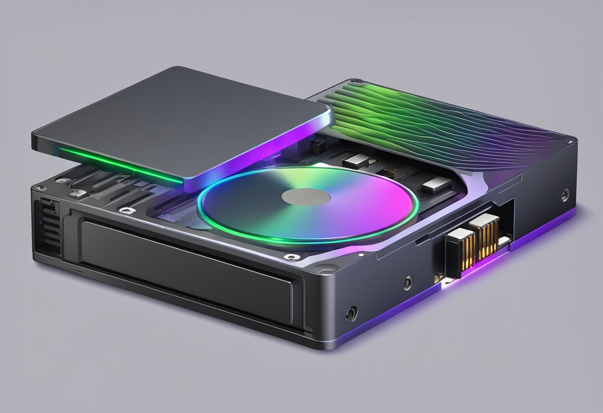 Un disco duro de estado sólido con una capacidad de 256GB, mostrando diferentes tipos y factores de forma.