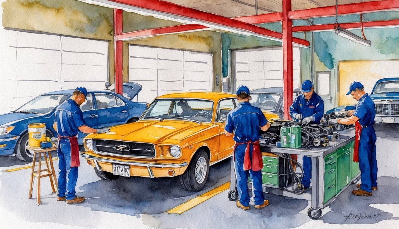 Mechanics working on cars in Eugene auto repair shops