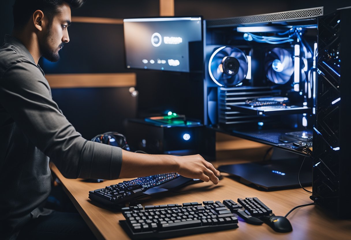 Una persona ensamblando una PC de juegos económica en Colombia