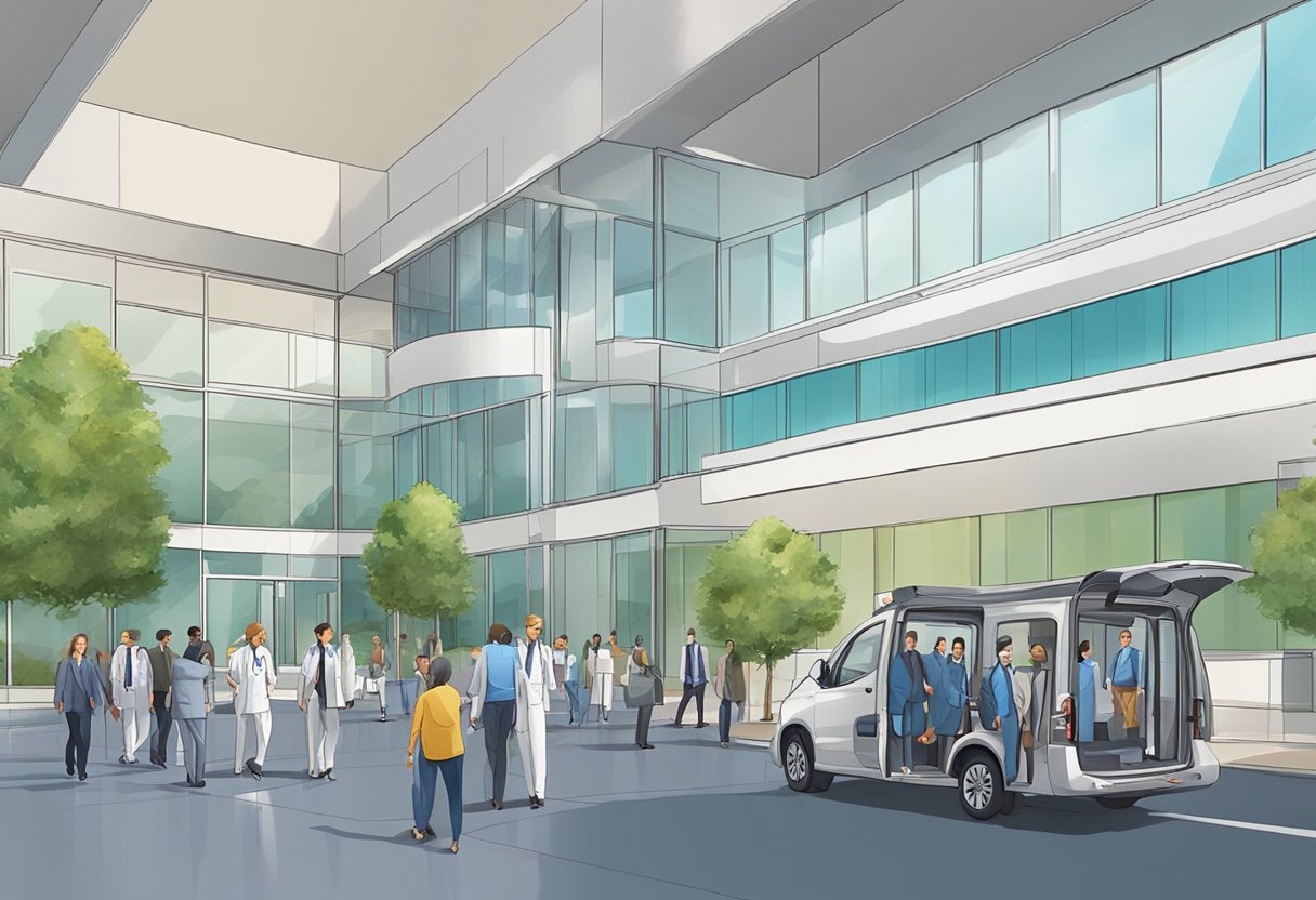 Um paciente particular sendo transportado em um ambiente complexo de gestão de eventos e transporte