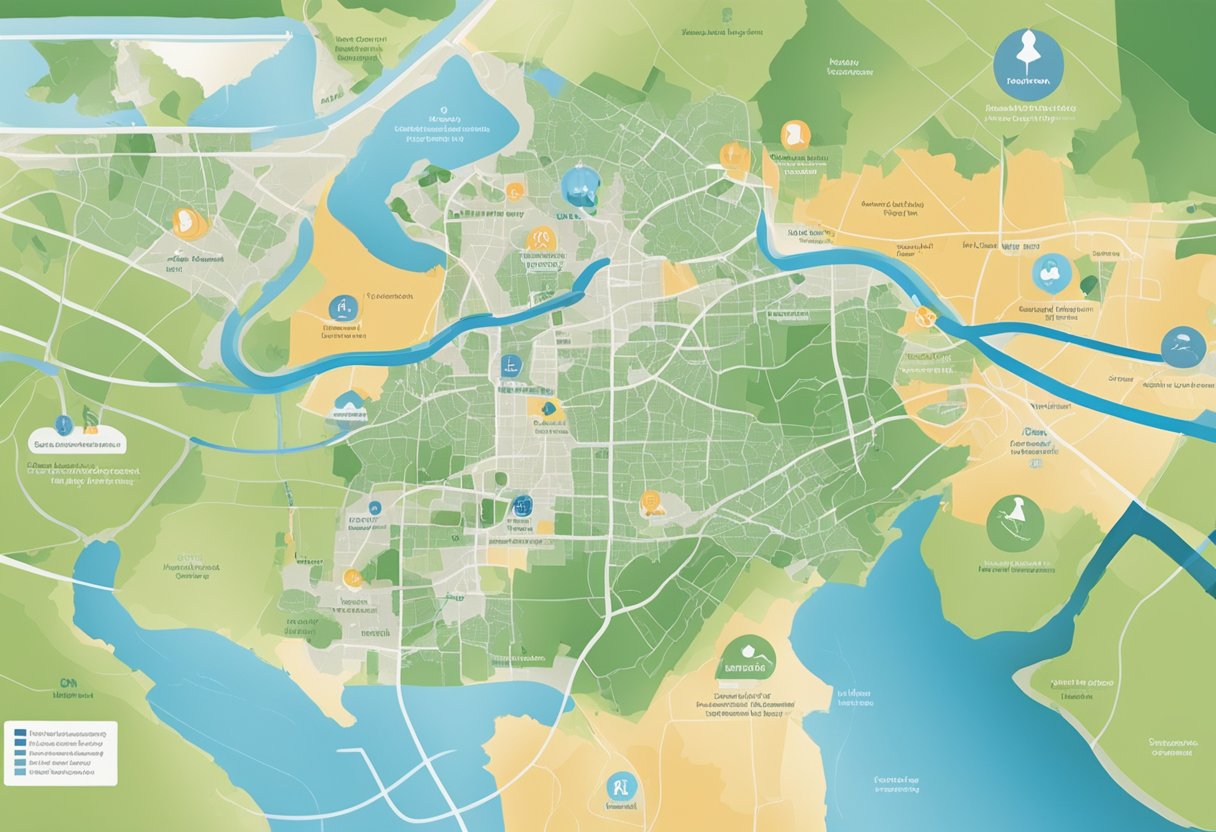 Um mapa mostrando uma ampla cobertura geográfica com foco nos serviços de remoção de pacientes locais.