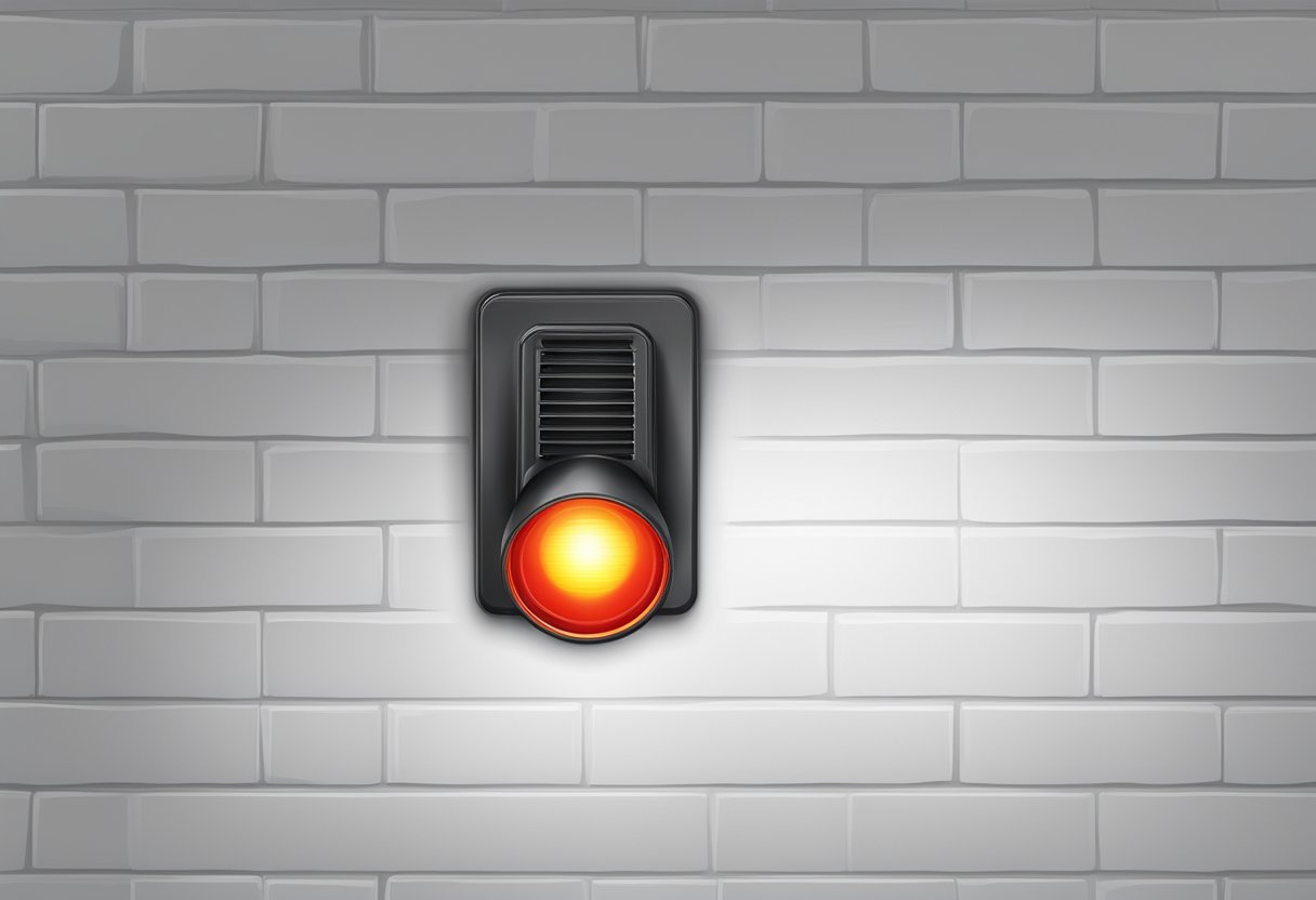 Uma luz de emergência vermelha piscando em uma parede branca