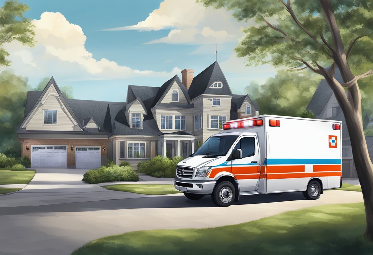 Ambulância para Remoção Particular: Solução Eficaz em Transporte Médico 9 Uma ambulância estacionada em frente a uma residência particular, pronta para o transporte de pacientes