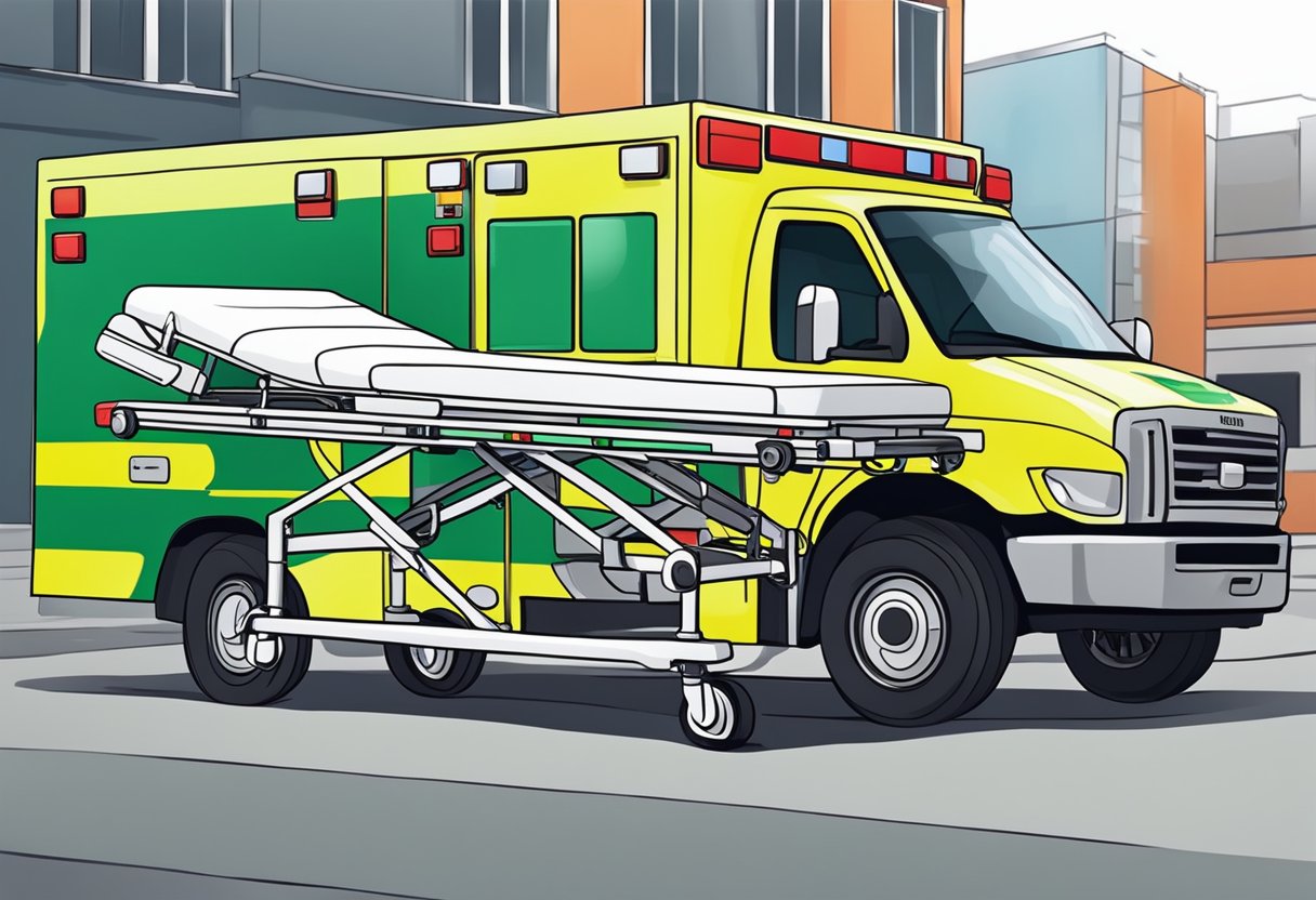 Plano de Ambulância: Importância e Benefícios para a Saúde 7 Uma ambulância moderna com luzes piscando e um paramédico assistindo um paciente em uma maca