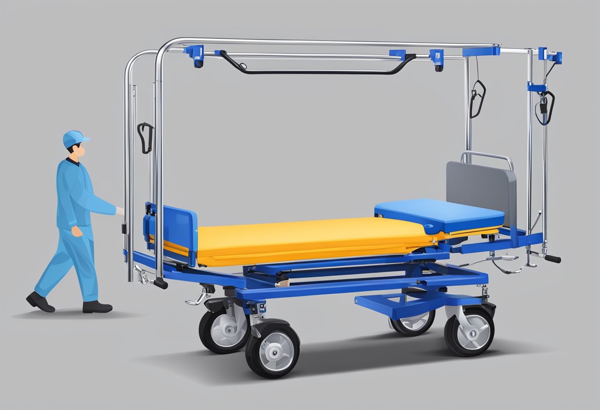 Um veículo especializado com um elevador hidráulico e maca ajustável para transportar indivíduos acamados.