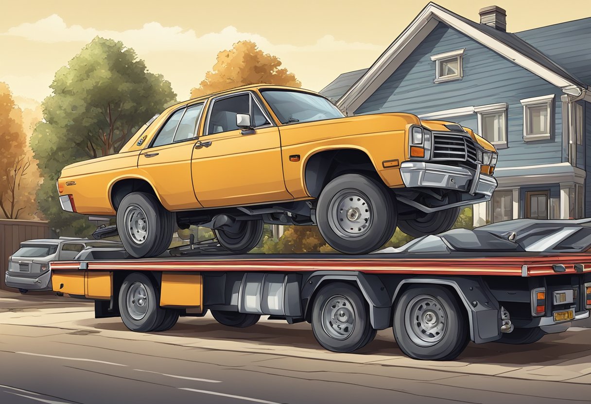 Remoção Particular: Como Escolher o Serviço Ideal para Sua Necessidade 2 Um guincho removendo um carro de uma propriedade privada