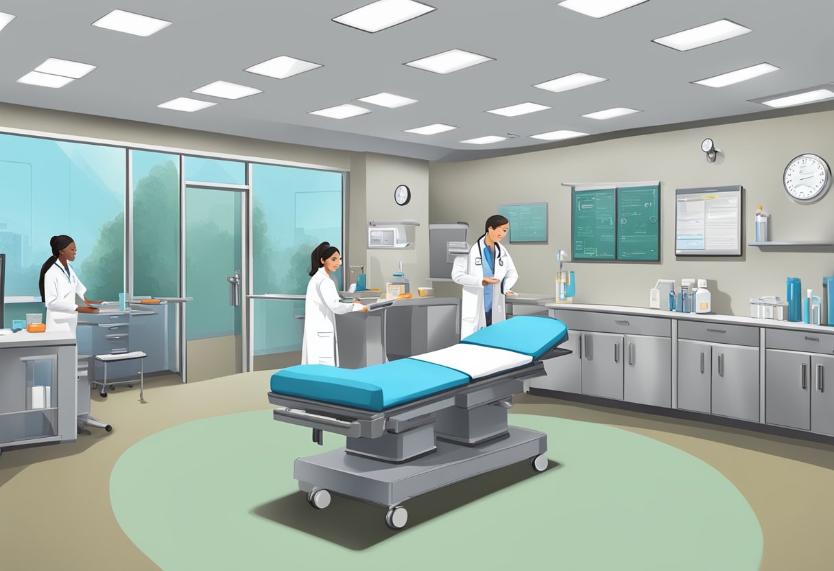 Um profissional de saúde oferecendo atendimento de urgência e educação em prevenção em um ambiente clínico