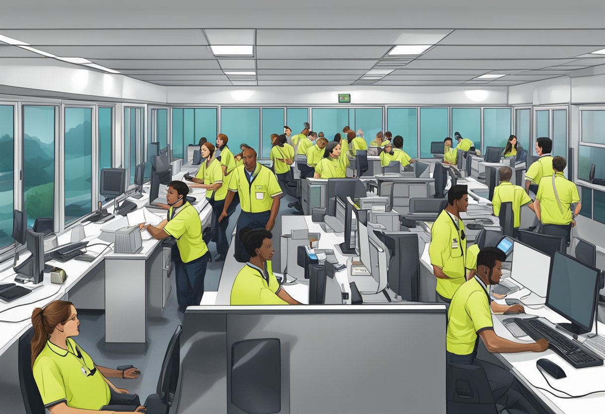 Empresas de Ambulância: Serviços Essenciais e Inovações no Setor 4 Uma equipe de uma empresa de ambulâncias seguindo protocolos de qualidade e serviço em um movimentado centro de atendimento de emergência.