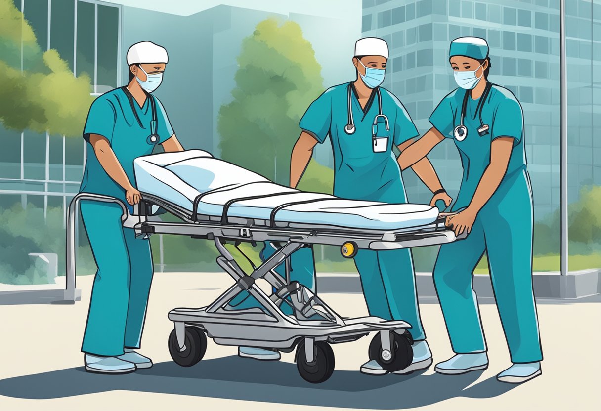 Transporte de Paciente Acamado: Serviços Essenciais e Cuidados Necessários 3 Uma equipe de profissionais de saúde transfere cuidadosamente um paciente acamado para um veículo de transporte médico especializado.