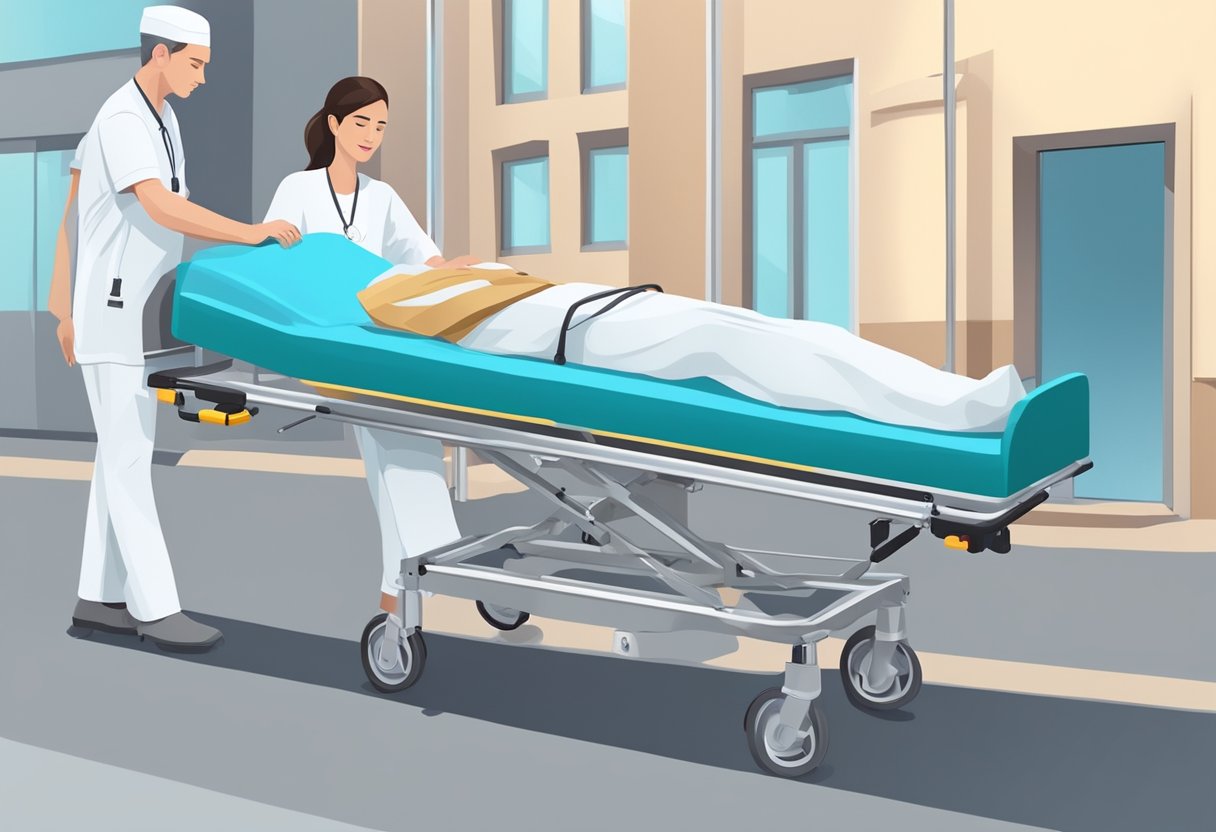 Transporte de Paciente Acamado: Serviços Essenciais e Cuidados Necessários 8 Um cuidador ajuda gentilmente um paciente acamado a se colocar em uma maca de transporte médico, preparando-se para uma transferência entre instituições de saúde.