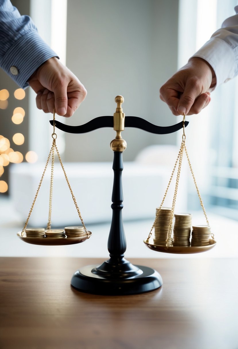 A person comparing two scales, one side weighted down with debt, the other with savings. A bridge connects the two, symbolizing balance transfer offers