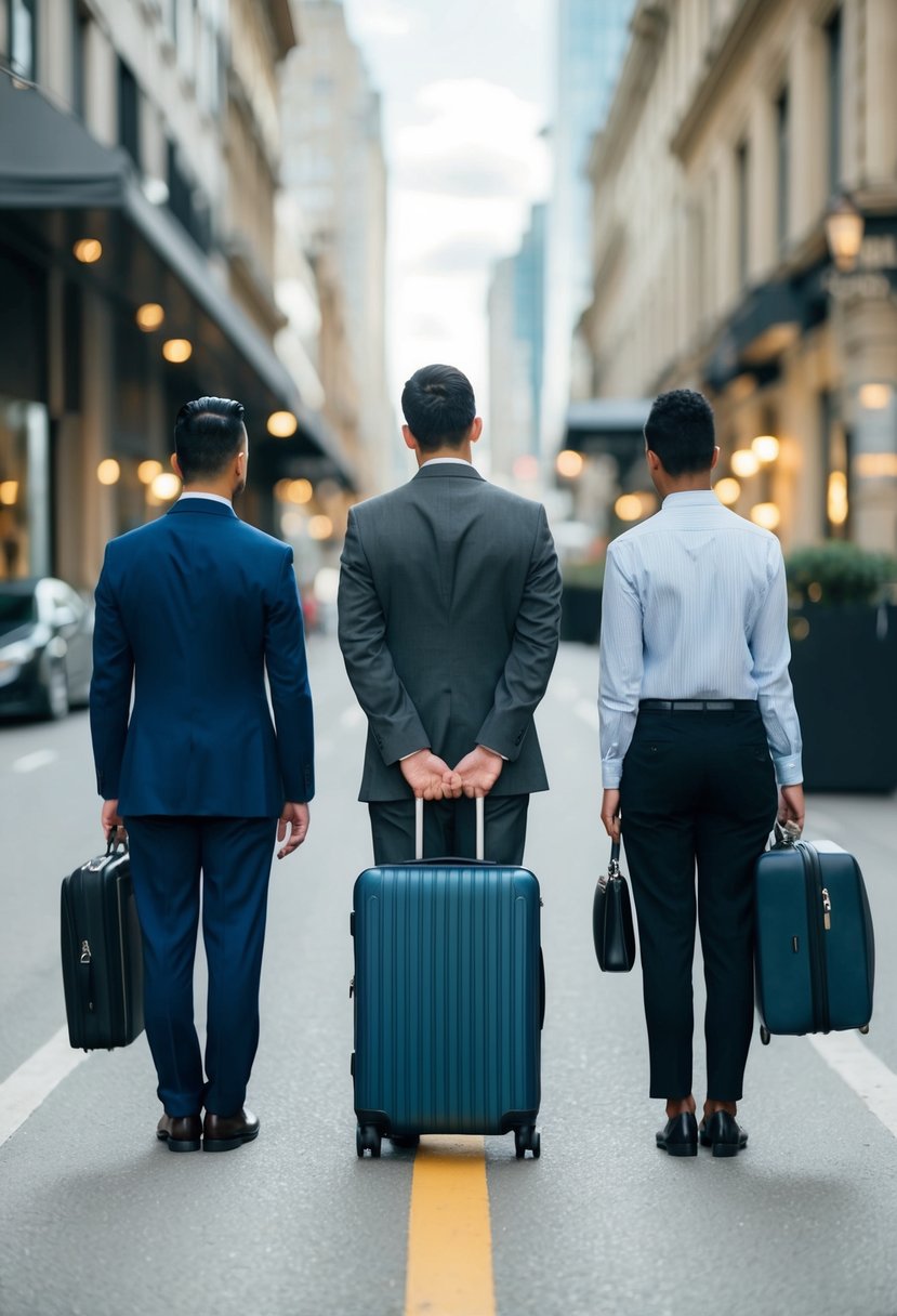 A traveler hesitates between two paths: one leading to luxurious rewards, the other to potential financial risks