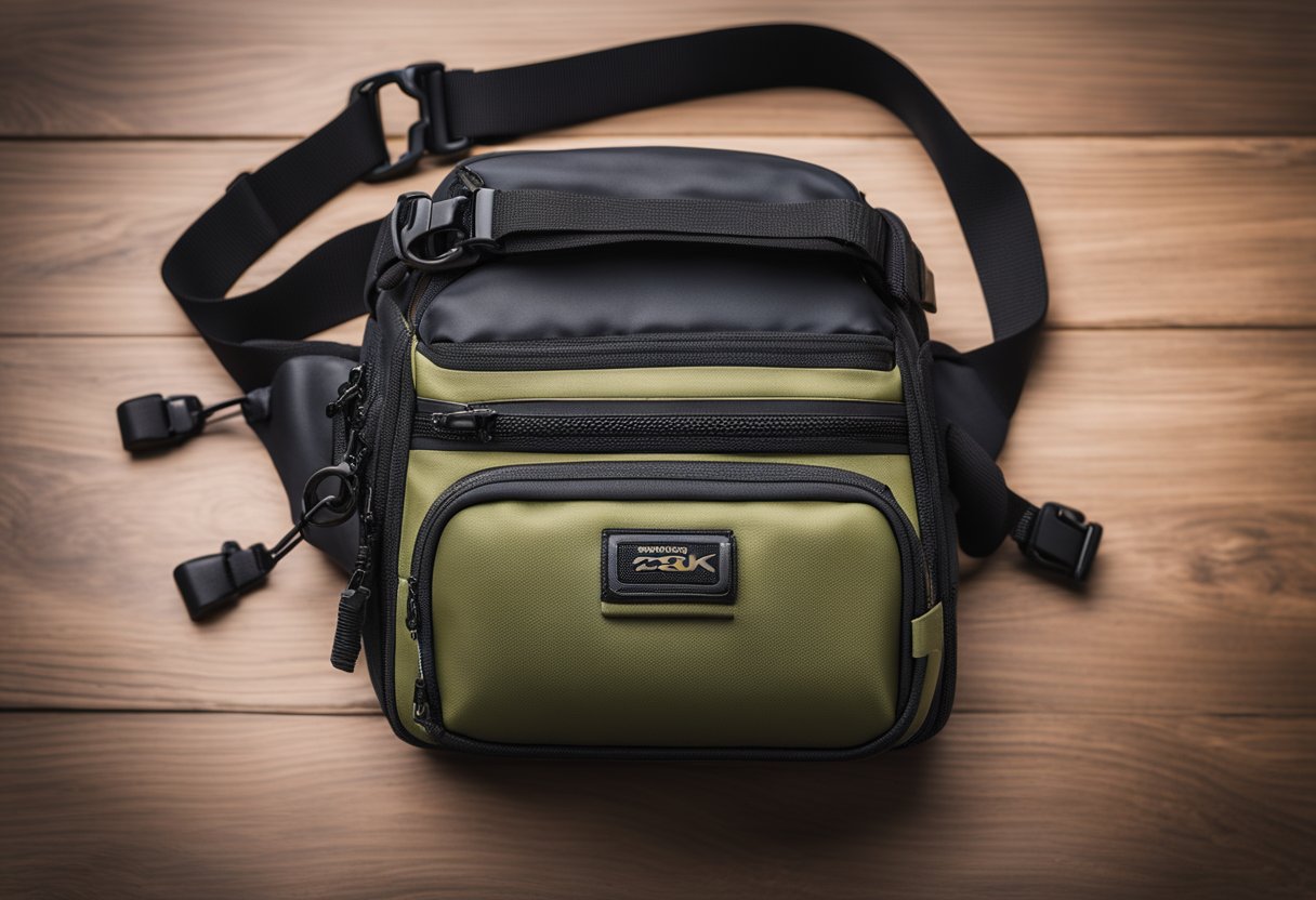 A fishing waist pack with waterproof zippers, compact and ready for saltwater fishing