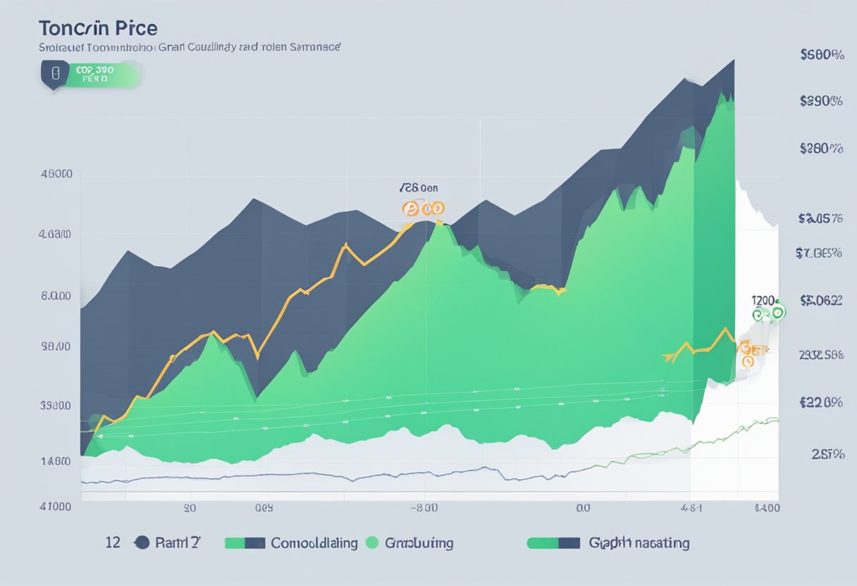 A graph showing Toncoin's price consolidating after a rally, with a slight downturn in the trend