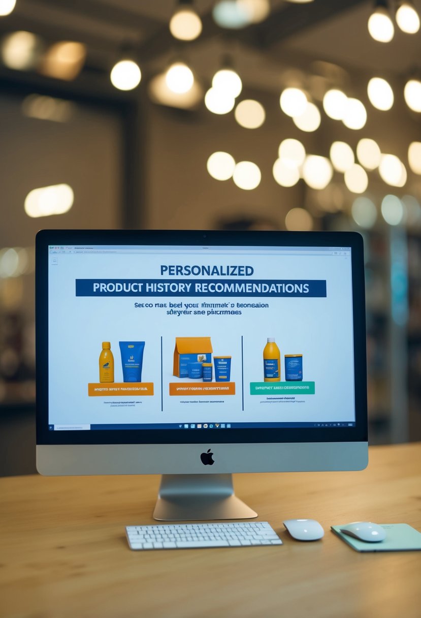 A computer screen displaying personalized product recommendations based on user's shopping history and preferences
