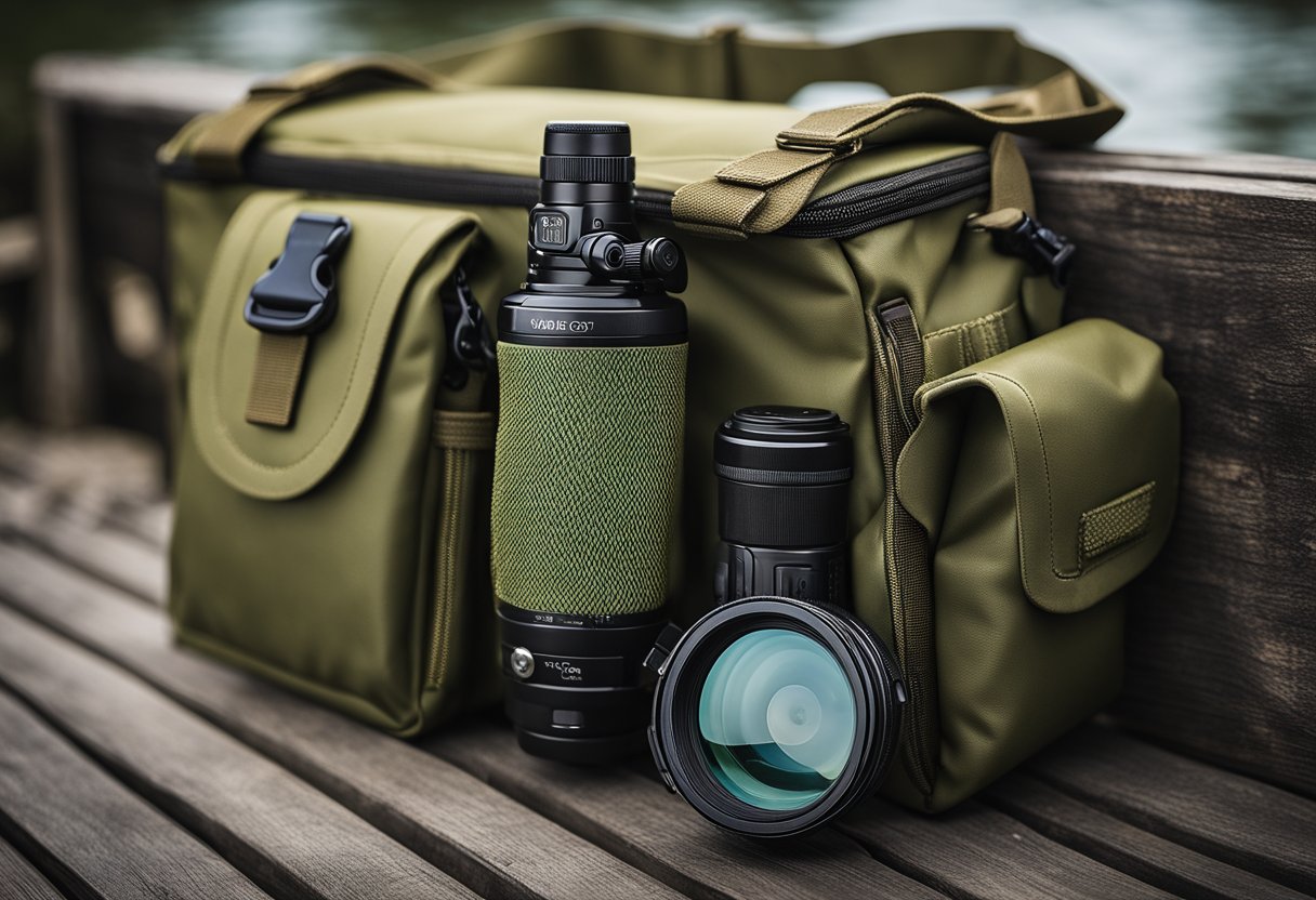 A fishing chest bag displayed with various options: affordable, high-end, and custom designs