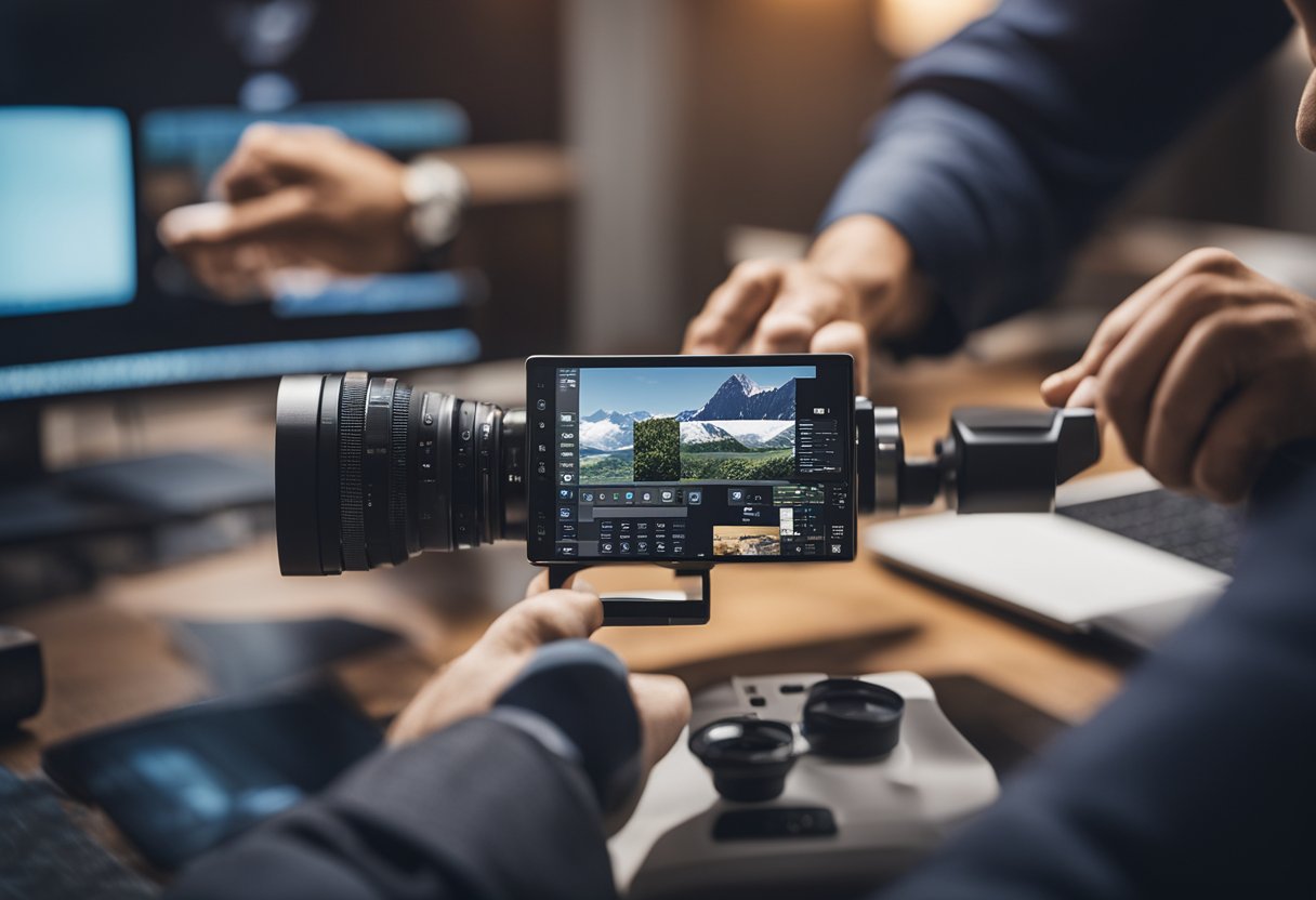 A person using advanced AV tools to create an engaging presentation