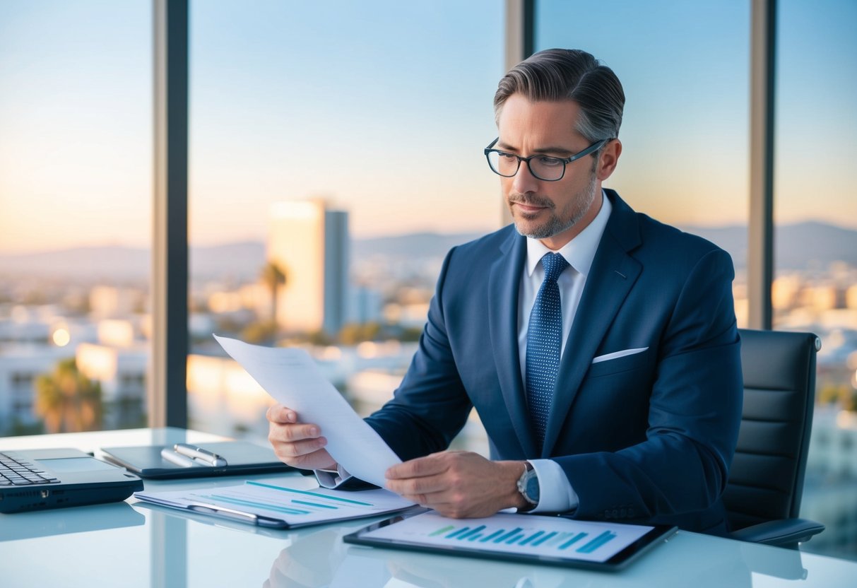 A commercial real estate appraiser in California carefully reviews privacy laws while analyzing property data and conducting risk management assessments