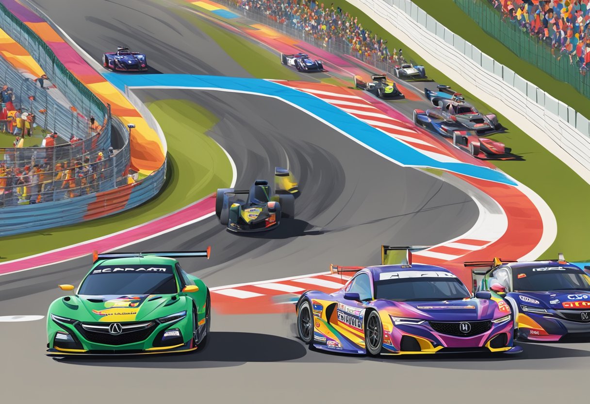 Long Beach Grand Prix: A Comprehensive Guide to the Iconic Race Event Cars racing around the Acura Grand Prix track, surrounded by cheering spectators and colorful banners