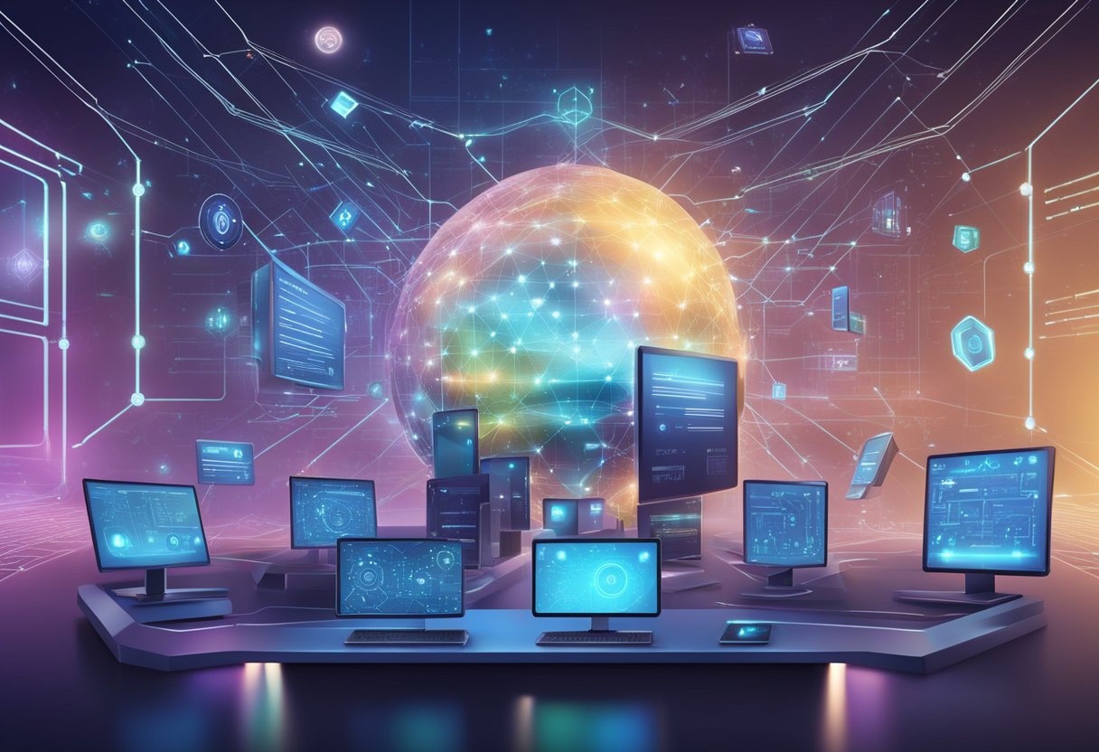 Educational Data Security: The Role of AI in Safeguarding Student Information Data security,AI tool,student data LearningMole Data security: A futuristic AI system monitors and safeguards a network of educational data, surrounded by glowing digital shields and security symbols