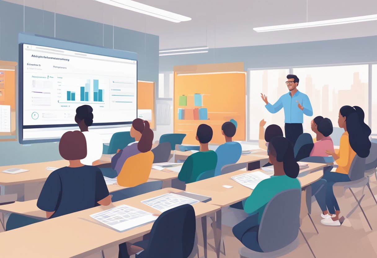 AI and Teacher Professional Development: New Opportunities for Expanding Classroom Excellence professional development,teachers LearningMole professional development: An AI-powered virtual assistant guides a group of teachers through a professional development workshop, analyzing data and providing personalized feedback
