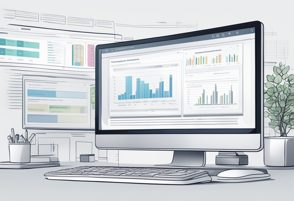 A computer screen displaying a personalized curriculum based on academic performance data, with AI algorithms working in the background to tailor the content