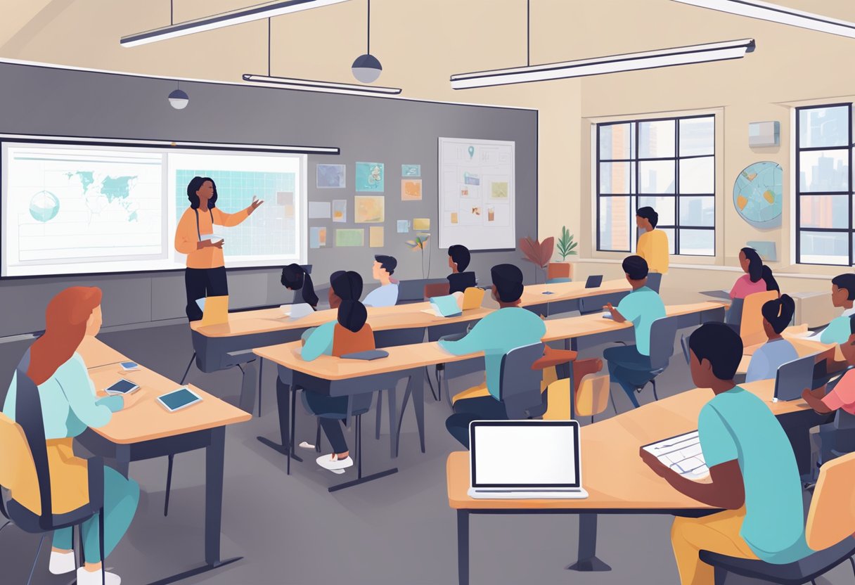 AI Integration in Curriculum Design: Creating Smarter Learning Pathways for Tomorrow's Students Curriculum Design,AI tool,education LearningMole Curriculum Design: A classroom setting with students engaging in interactive lessons using AI technology