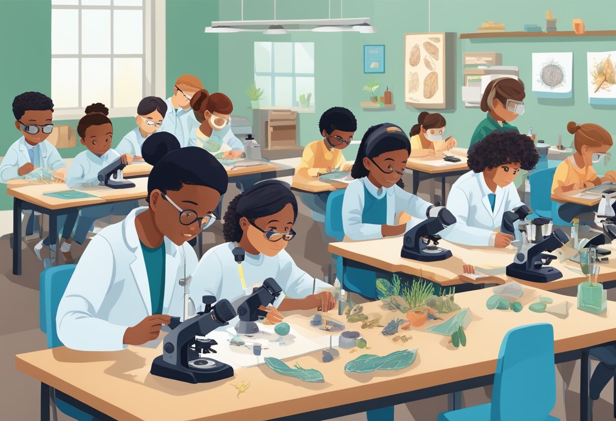 Top 10 Classroom Activities for Teaching Biology: Engaging Ways to Bring Science to Life Biology LearningMole A classroom with students engaged in hands-on biology activities, such as dissecting specimens, using microscopes, and conducting experiments