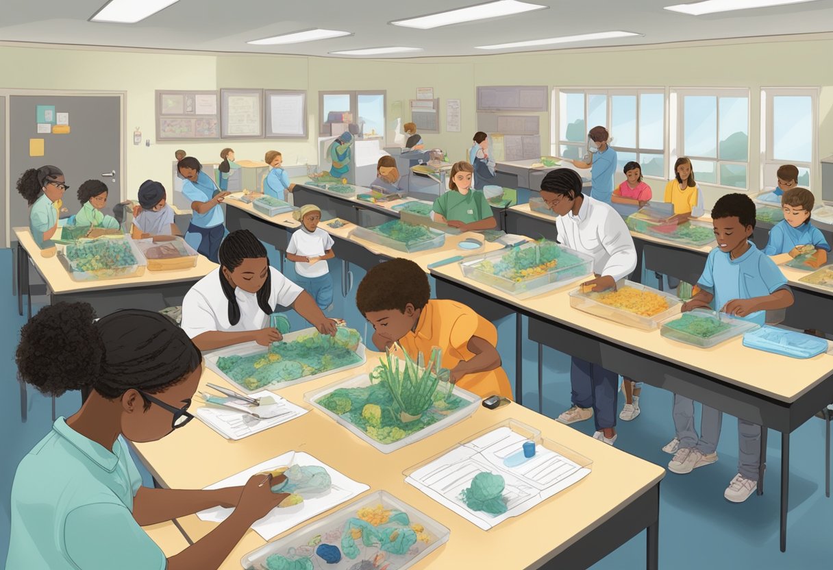 Top 10 Classroom Activities for Teaching Biology: Engaging Ways to Bring Science to Life Biology LearningMole Biology: A classroom filled with students engaged in various hands-on biology projects, including dissecting specimens, observing microorganisms, and conducting experiments