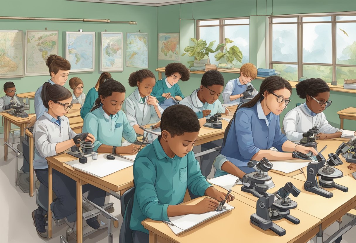 Top 10 Classroom Activities for Teaching Biology: Engaging Ways to Bring Science to Life Biology LearningMole Biology: A classroom scene with students engaged in hands-on biology activities, such as dissecting specimens, using microscopes, and conducting experiments